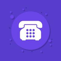 old phone icon, telephone with buttons, vector