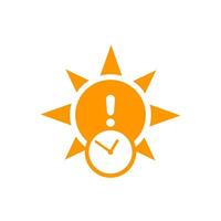 sun and time icon, uv radiation warning vector