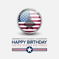 nos aire fuerza cumpleaños es observado cada año en septiembre 18 todas a través de unido estados de America. vector ilustración