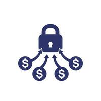 locked funds, money icon on white vector