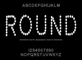 ROUND, unique geometric circular display and minimalist style font vector set.