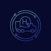 hydrogen truck icon, linear design vector