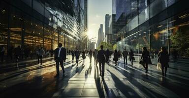 rushing business people photo