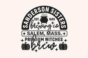 Sanderson Sisters Hocus Pocus Halloween EPS Design. Halloween shirt print template, T-Shirt, Graphic Design, Mugs, Bags, Backgrounds, Stickers vector