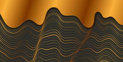 Abstract tech luxury golden futuristic wavy background vector