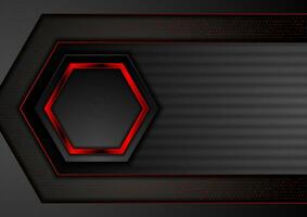 Black and red abstract technology geometric background vector