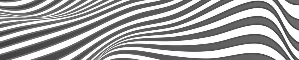 Black and white refracted wavy curves abstract background vector