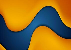 High contrast blue orange abstract waves corporate background vector