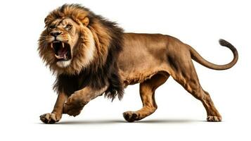 Lone lion jumping isolated on white. silhouette concept photo