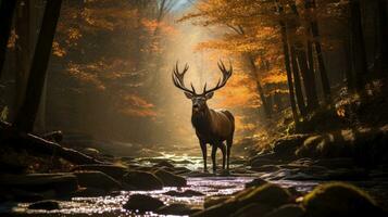 Pennsylvania autumn elk. silhouette concept photo
