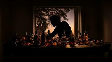 Excessive alcohol consumption depicted by man s silhouette photo