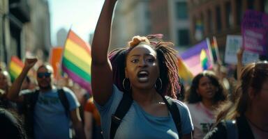 LGBTQ activists marching for rights. photo