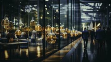 Blurred Business People Meeting in Modern Office Building photo