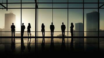 Silhouettes of individuals in a corporate setting photo