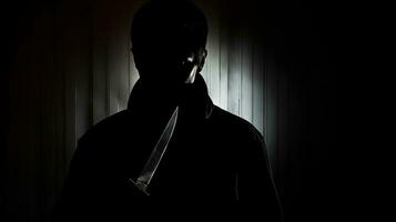 criminal holding knife in silhouette photo