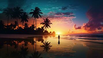 Tropical beaches and countries from a distant location. silhouette concept photo