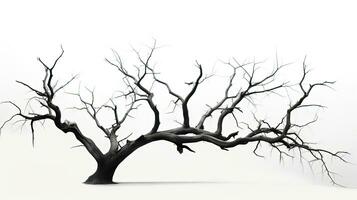 White background in Thailand with a dead tree. silhouette concept photo