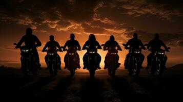 Motorbikers. silhouette concept photo