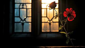 a flower silhouette before a church window photo