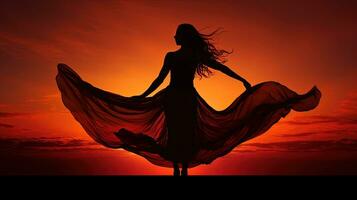 Dancing woman s silhouette photo