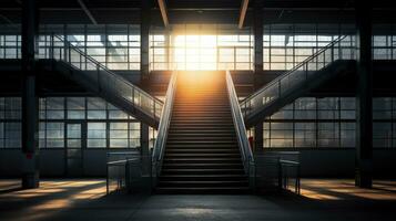 Berlin industrial building staircase. silhouette concept photo