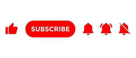 Like, subscribe button, and notification bell icon vector in flat style