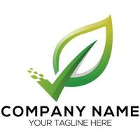 Modern natural green leaf verified logo vector