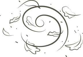 Outline drawing of a breath of wind.Wind blow  set in line style.Wave flowing illustration with hand drawn doodle cartoon style. vector