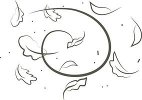 Outline drawing of a breath of wind.Wind blow  set in line style.Wave flowing illustration with hand drawn doodle cartoon style. vector