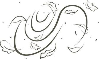 Outline drawing of a breath of wind.Wind blow  set in line style.Wave flowing illustration with hand drawn doodle cartoon style. vector