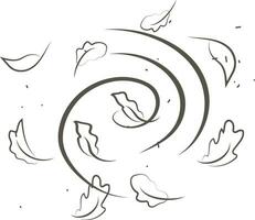 Outline drawing of a breath of wind.Wind blow  set in line style.Wave flowing illustration with hand drawn doodle cartoon style. vector