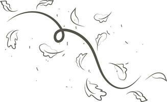 Outline drawing of a breath of wind.Wind blow  set in line style.Wave flowing illustration with hand drawn doodle cartoon style. vector