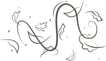 Outline drawing of a breath of wind.Wind blow  set in line style.Wave flowing illustration with hand drawn doodle cartoon style. vector