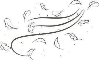 Outline drawing of a breath of wind.Wind blow  set in line style.Wave flowing illustration with hand drawn doodle cartoon style. vector