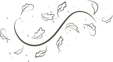 Outline drawing of a breath of wind.Wind blow  set in line style.Wave flowing illustration with hand drawn doodle cartoon style. vector