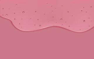 Liquid pink wet drops of gel or collagen.Spilled puddles of cosmetic serum or water. Round clean swatch of essence lotion or jelly for skin care.Beauty background with oil drops. vector