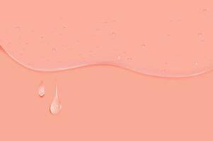 Liquid pink wet drops of gel or collagen.Spilled puddles of cosmetic serum or water. Round clean swatch of essence lotion or jelly for skin care.Beauty background with oil drops. vector