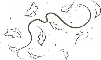 Outline drawing of a breath of wind.Wind blow  set in line style.Wave flowing illustration with hand drawn doodle cartoon style. vector