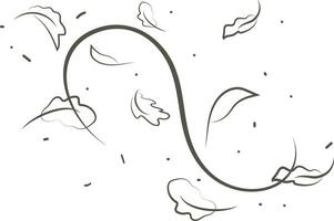 Outline drawing of a breath of wind.Wind blow  set in line style.Wave flowing illustration with hand drawn doodle cartoon style. vector