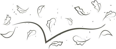 Outline drawing of a breath of wind.Wind blow  set in line style.Wave flowing illustration with hand drawn doodle cartoon style. vector