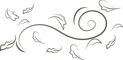 Outline drawing of a breath of wind.Wind blow  set in line style.Wave flowing illustration with hand drawn doodle cartoon style. vector