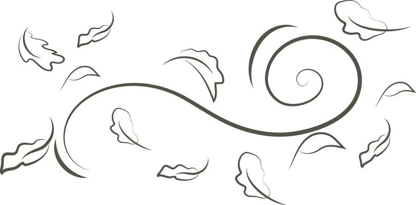 Outline drawing of a breath of wind.Wind blow  set in line style.Wave flowing illustration with hand drawn doodle cartoon style.