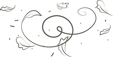 Outline drawing of a breath of wind.Wind blow  set in line style.Wave flowing illustration with hand drawn doodle cartoon style. vector