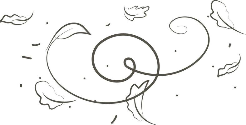 Outline drawing of a breath of wind.Wind blow  set in line style.Wave flowing illustration with hand drawn doodle cartoon style.