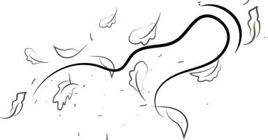 Outline drawing of a breath of wind.Wind blow  set in line style.Wave flowing illustration with hand drawn doodle cartoon style. vector