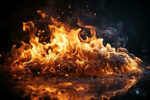 a close up of a fire with flames photo