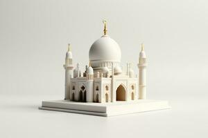 3d representación de un blanco mezquita con un dorado Hazme foto