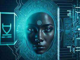 Biometrics identification and cyber security concept technology background ai generate photo