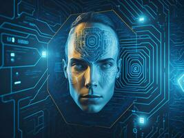 Biometrics identification and cyber security concept technology background ai generate photo