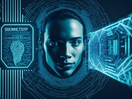 Biometrics identification and cyber security concept technology background ai generate photo